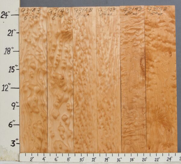 AAAAA QUILTED MAPLE 6 BOARD SET 25"1/4 X 24" X 4/4 (NWT-9314B)