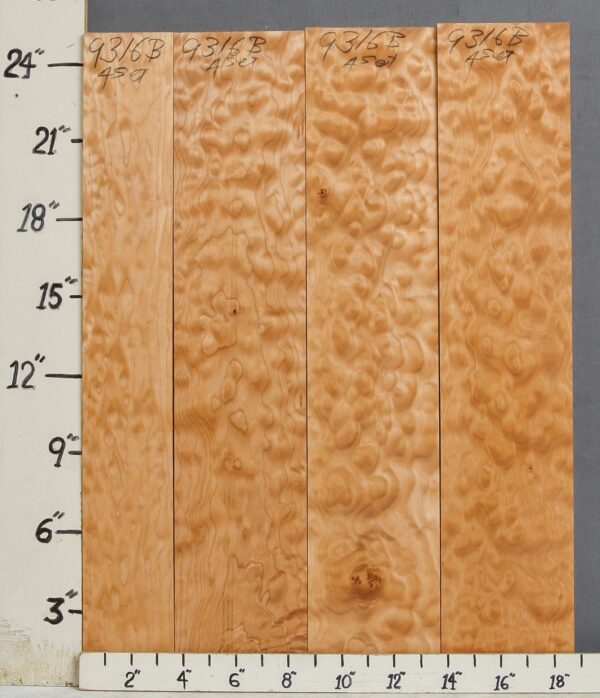 AAAAA QUILTED MAPLE 4 BOARD SET 18"1/2 X 24" X 4/4 (NWT-9316B)