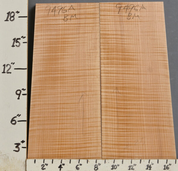 MUSICAL CURLY MAPLE BILLETS BOOKMATCH 15" X 19"1/2 X 1"1/8 (NWT9496A)