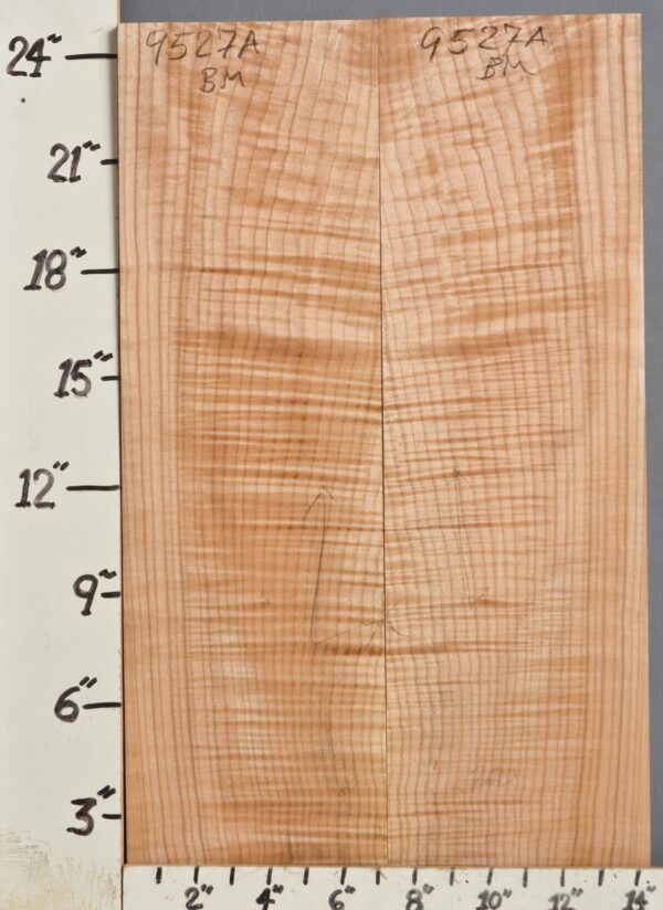 MUSCIAL CURLY MAPLE BILLET BOOKMATCH 14"1/4 X 24"3/4 X 1"3/8 (NWT9527A)