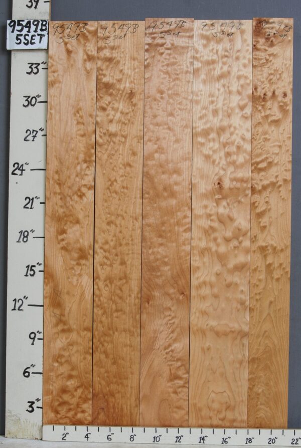 AAAA QUILTED MAPLE 5 BOARD SET 21"1/2 X 36" X 5/4 (NWT-9549B)