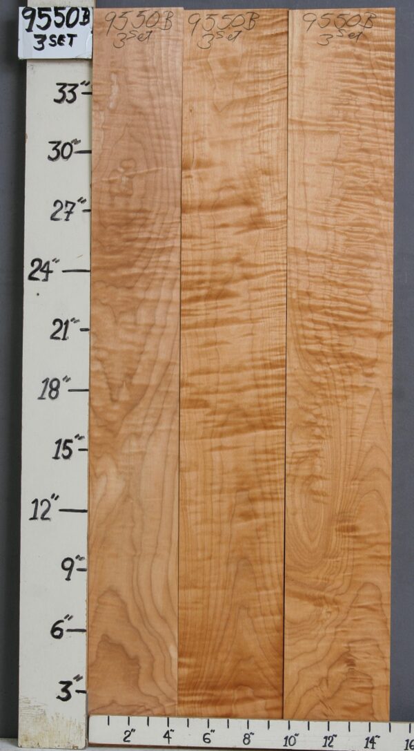 AAAAA CURLY MAPLE 3 BOARD SET 15"1/8 X 36" X 5/4 (NWT-9550B)