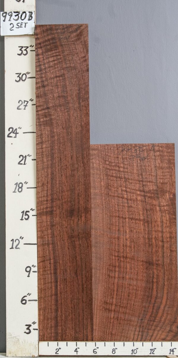 MUSICAL CURLY MARBLED CLARO WALNUT SIDE & BACK 2 BILLET SET 14"7/8 X 35" X 1"3/4 (NWT-9930B)