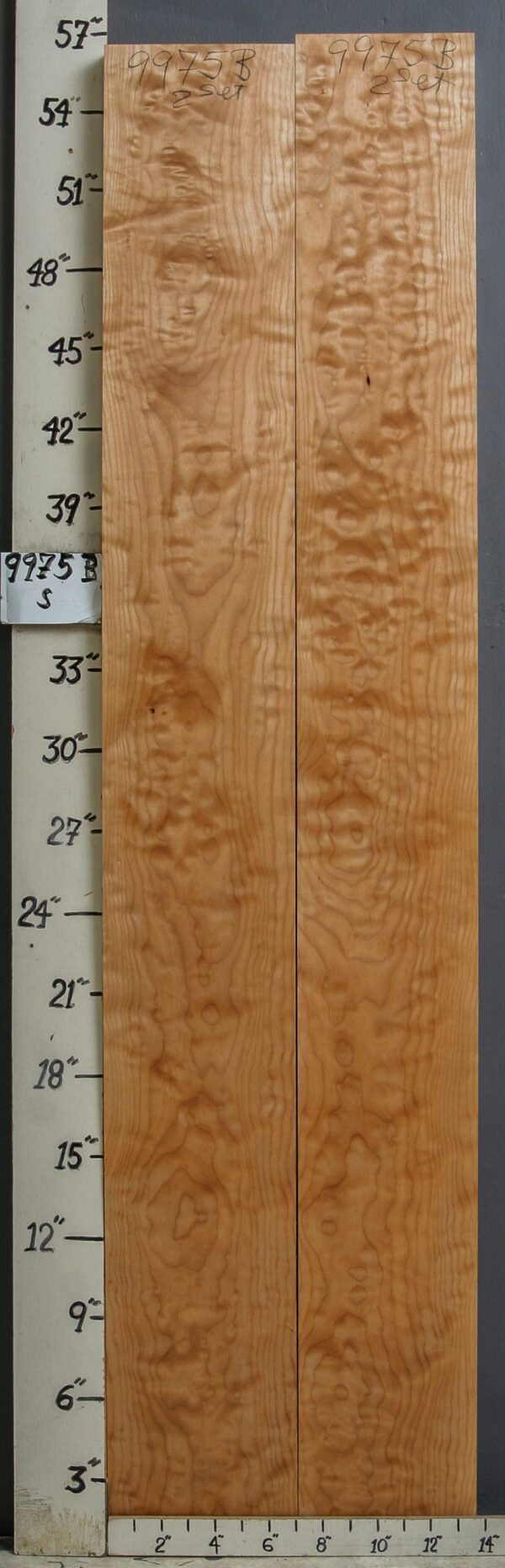 AAAAA QUILTED MAPLE 2 BOARD SET 13"3/4 X 56" X 8/4 (NWT-9975B)