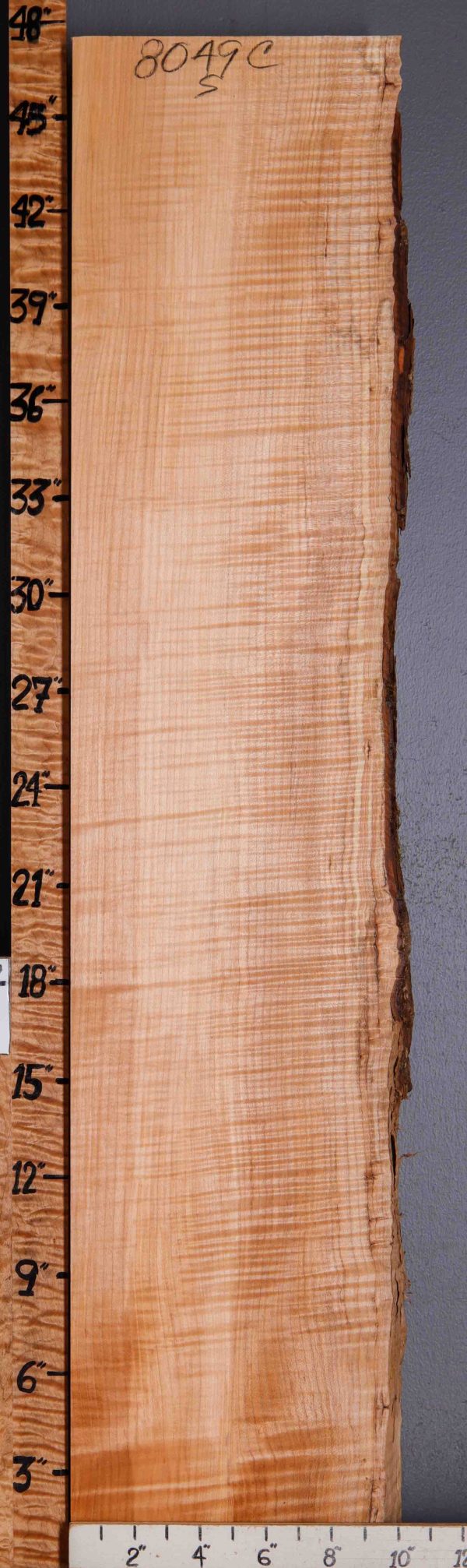 5A Curly Maple Lumber with Live Edge 9"3/4 X 47" X 11/4 (NWT-8049C)