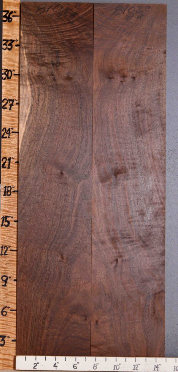 5A Curly Marbled Claro Walnut 2 Board Set 14"3/4 X 37" X 4/4 (NWT-8102C)