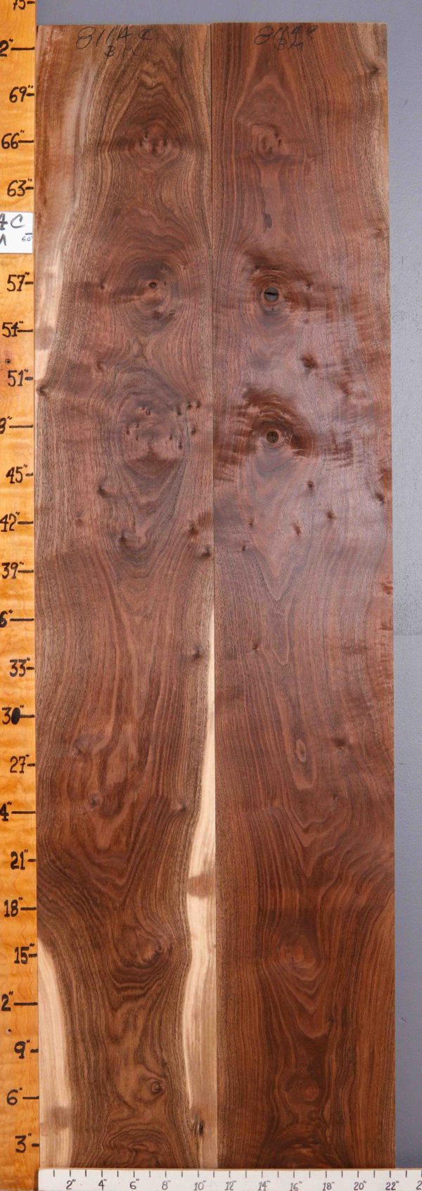 4A Marbled Claro Walnut Lumber 22"1/4 X 73" X 4/4 (NWT-8114C)