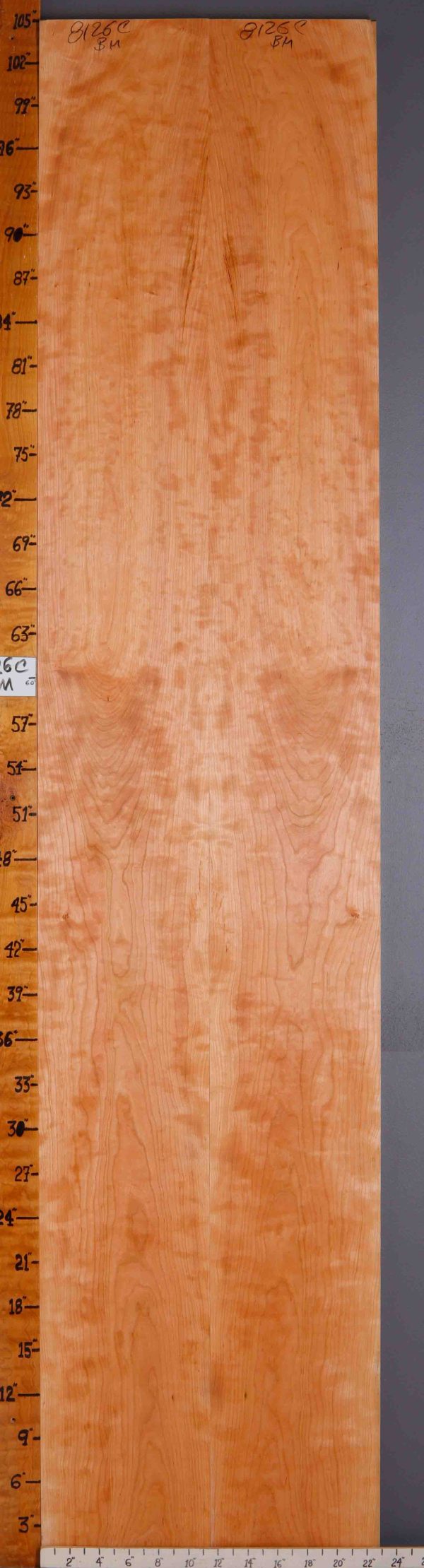 5A Curly Cherry Bookmatch Lumber 22"3/4 X 104" X 5/4 (NWT-8126C)