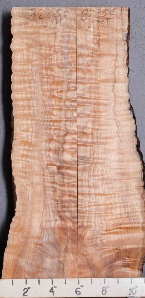 5A Spalted Quilted Maple Lumber 2 Block Set with Live Edge 9" X 22" X 2" (NWT-8235C)