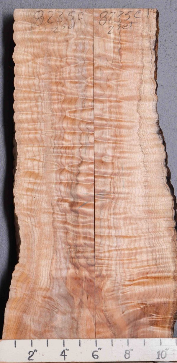 5A Spalted Quilted Maple Lumber 2 Block Set with Live Edge 9" X 22" X 2" (NWT-8235C)