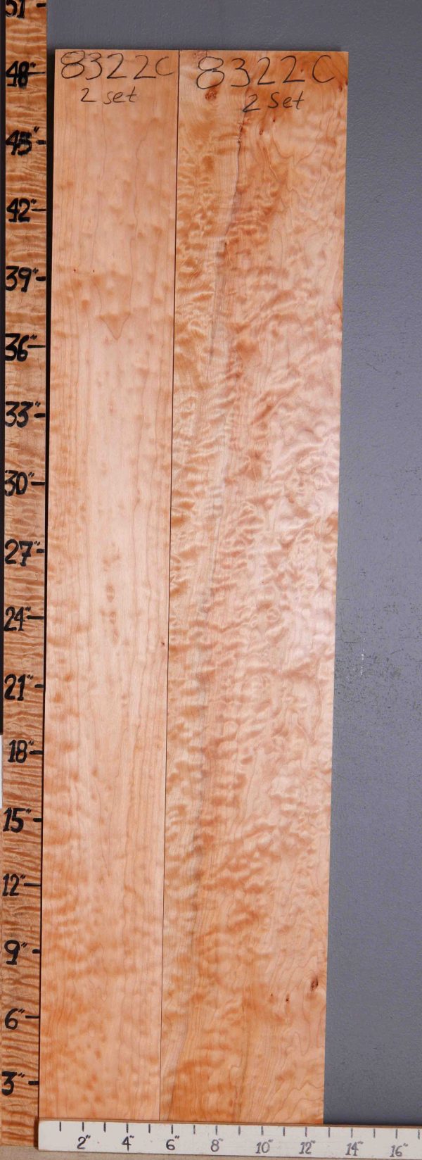 5A Quilted Maple 2 Board Set Lumber 12"3/4 X 48" X 4/4 (NWT-8322C)