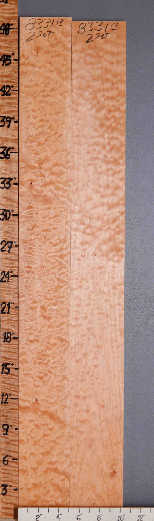 5A Quilted Maple 2 Board Set Lumber 10"1/4 X 48" X 4/4 (NWT-8331C)