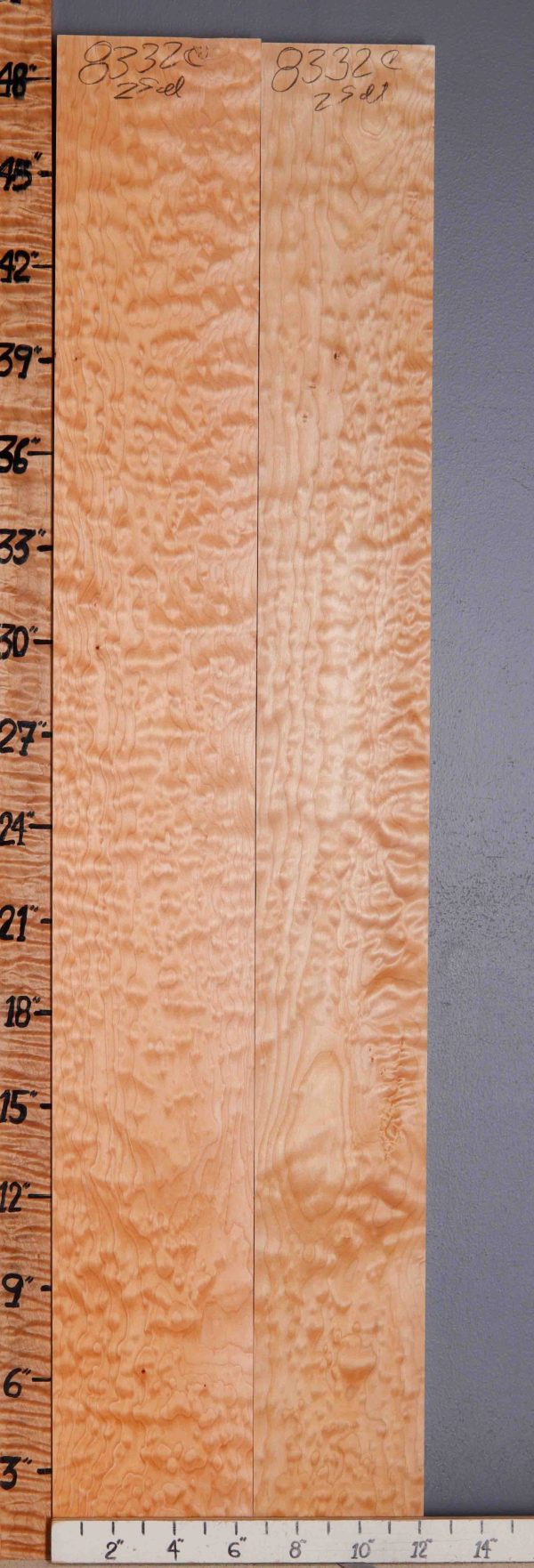5A Quilted Maple 2 Board Set Lumber 12" X 48" X 4/4 (NWT-8332C)