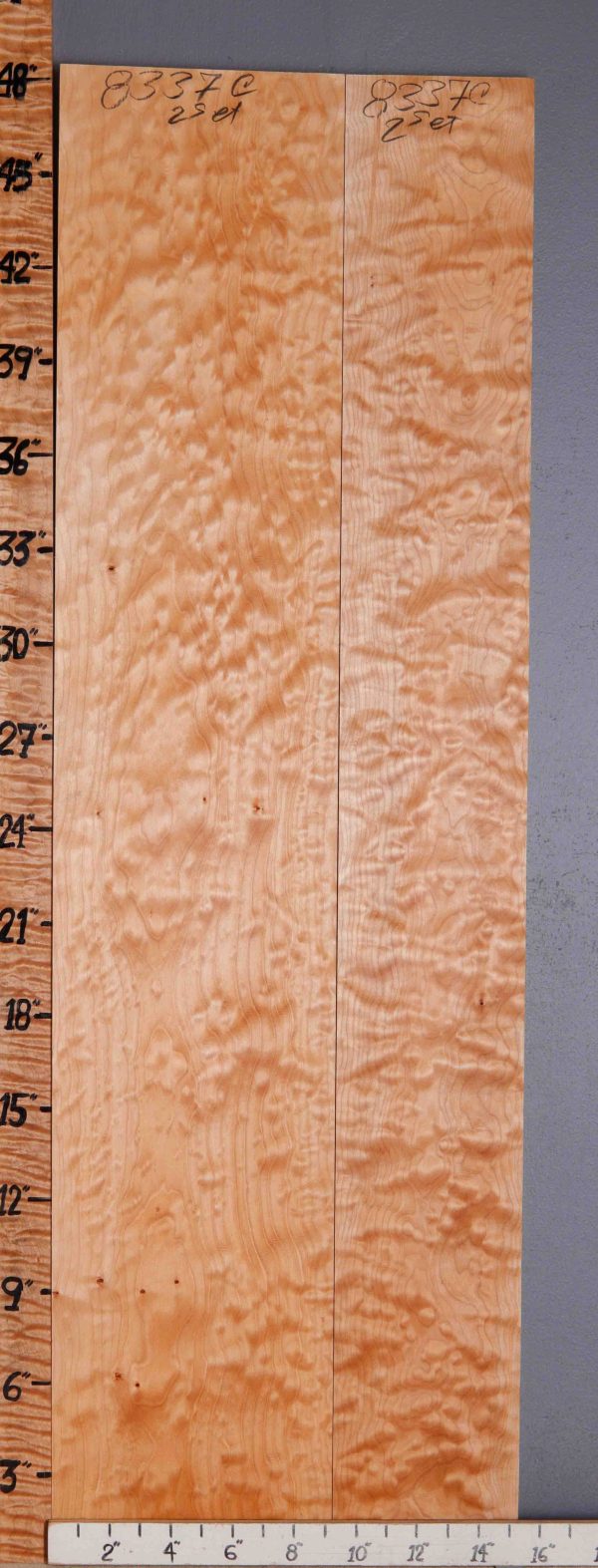 5A Quilted Maple 2 Board Set Lumber 15"1/4 X 48" X 4/4 (NWT-8337C)