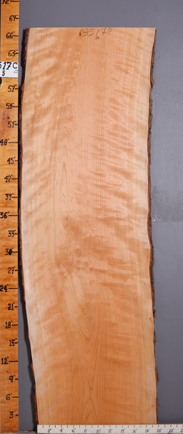 5A Curly Cherry Lumber with Live Edge 19"1/2 X 67" X 4/4 (NWT-8517C)