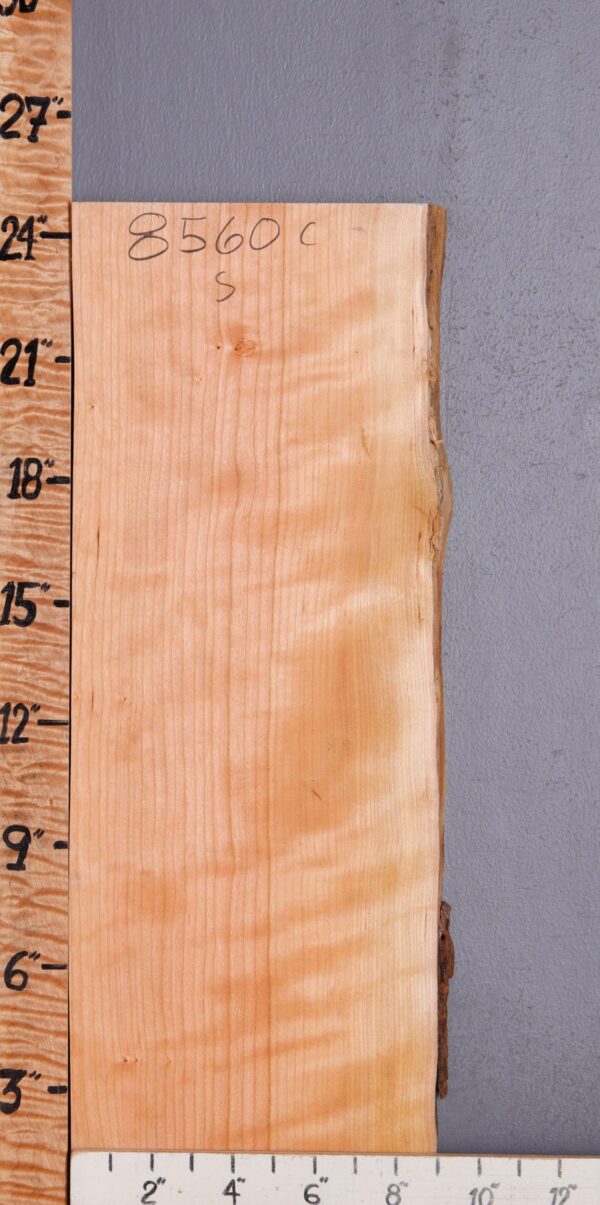 5A Curly Cherry Lumber Block with Live Edge 8"3/4 X 24" X 4/4 (NWT-8560C)