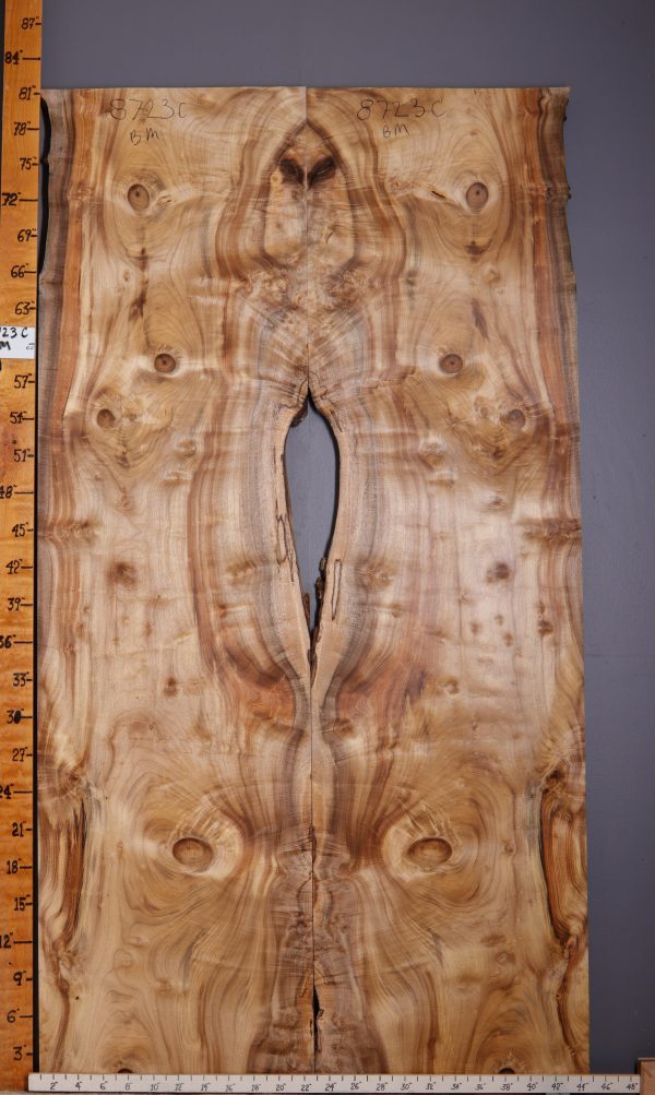 5A Burl Curly Spalted Myrtlewood Bookmatch with Live Edge 39"1/2 X 81" X 4/4 (NWT-8723C)
