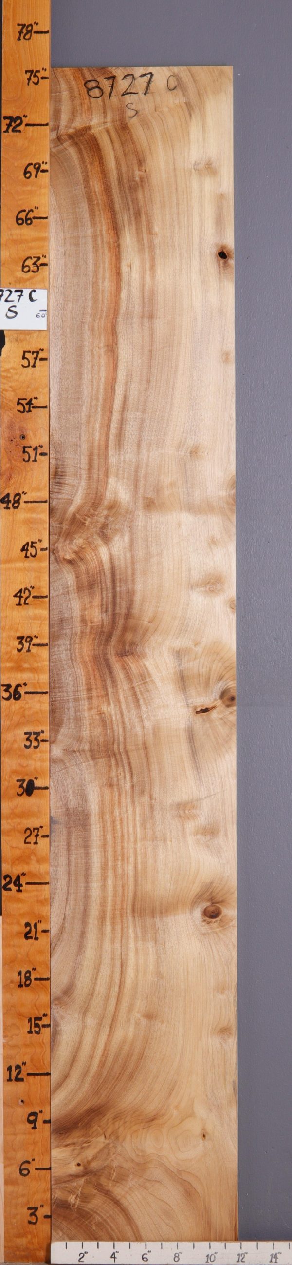 5A Curly Myrtlewood Lumber 11"3/4 X 75" X 4/4 (NWT-8727C)
