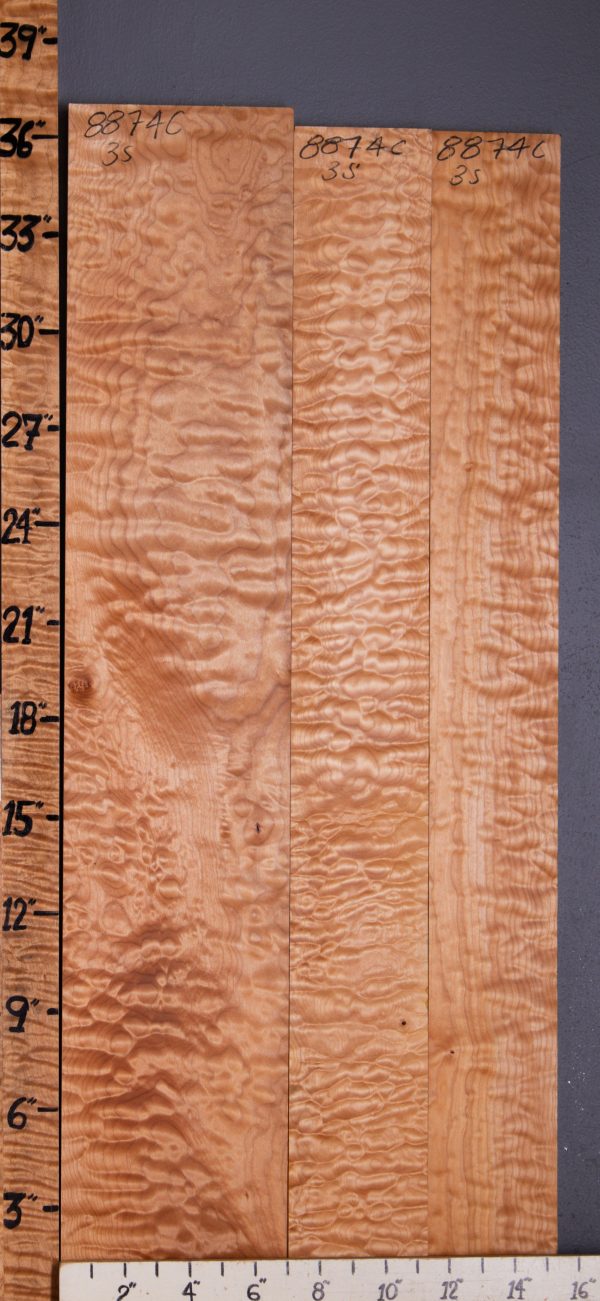 Musical Quilted Maple Lumber 3 Board Set 15"3/8 X 36" X 4/4 (NWT-8874C)