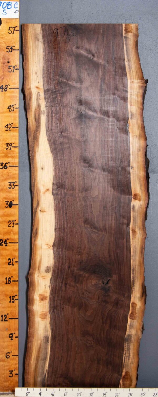 4A Marbled Curly Claro Walnut with Live Edge 18" X 58" X 4/4" (NWT-9708C)