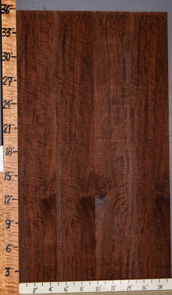 Musical Marbled Curly Claro Walnut Microlumber 4 Board Set 19"5/8 X 35" X 1/8 (NWT-9759C)