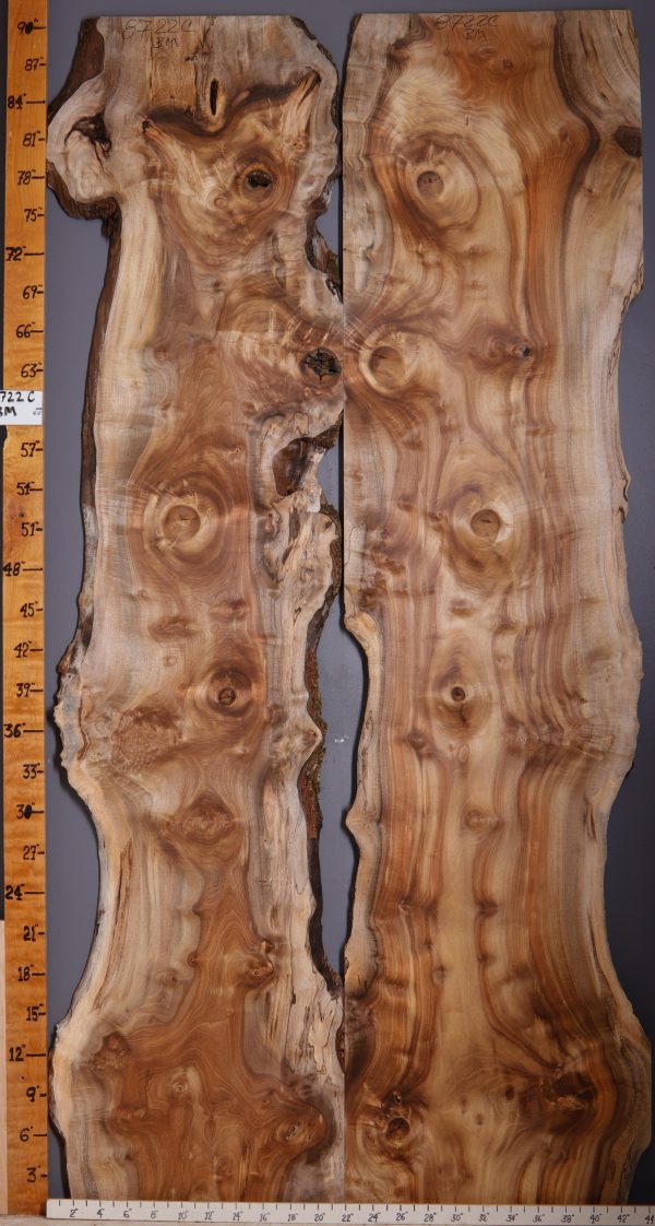 5A Burl Curly Spalted Myrtlewood Bookmatch with Live Edge 44" X 90" X 4/4 (NWT-8722C)