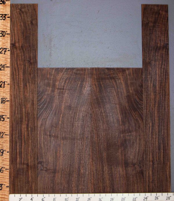 Musical Marbled Curly Claro Walnut Vertical Grain Back and Side 4 Board Set 28"7/8 X 35" X .155" (NWT-9620C) Backs: 19" X 23" X .155" Sides: 9"7/8 X 35" X .130"