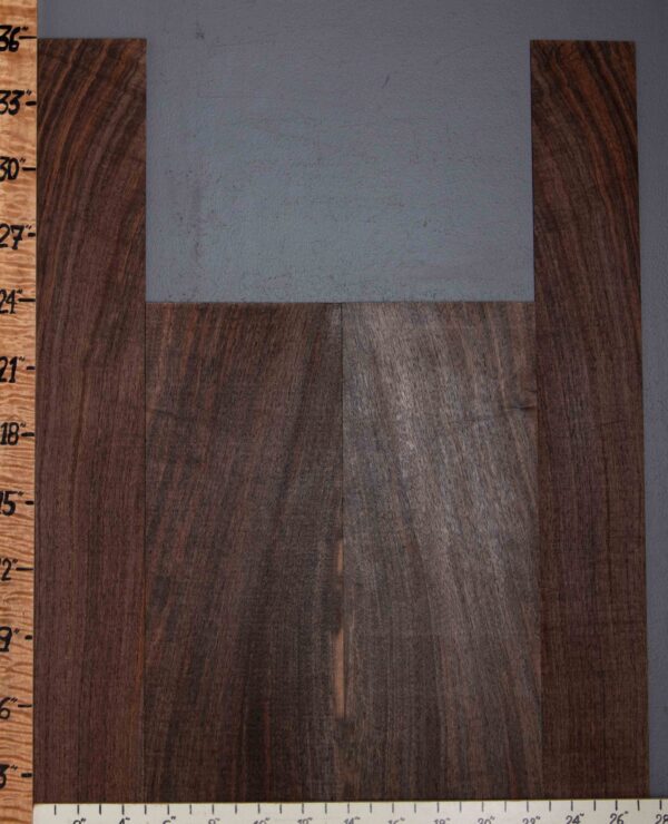 Musical Marbled Curly Claro Walnut Vertical Grain Back and Side 4 Board Set 27"1/2 X 36" X .155" (NWT-9621C) Backs: 17"3/4 X 23" X .155" Sides: 10" X 36" X .130"