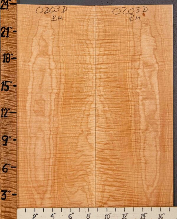 Musical Microlumber Curly Maple Vertical Grain Bookmatch 17"1/2 X 23" X 1/4" (NWT-0203D)