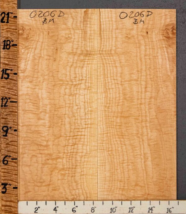 Musical Microlumber Curly Maple Vertical Grain Bookmatch 16"3/4 x 21" x 1/4" (NWT-0206D) - Image 2