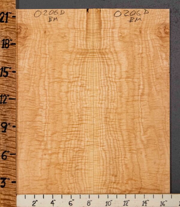 Musical Microlumber Curly Maple Vertical Grain Bookmatch 16"3/4 x 21" x 1/4" (NWT-0206D)