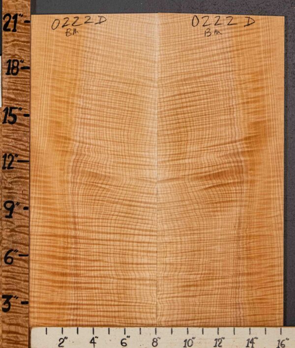 Musical Microlumber Curly Maple Vertical Grain Bookmatch 16"3/4 X 21" X 1/4" (NWT-0222D)