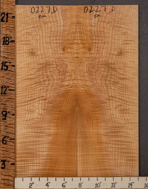 Musical Microlumber Curly Maple Vertical Grain Bookmatch 15"1/8 X 22" X 1/4" (NWT-0227D)