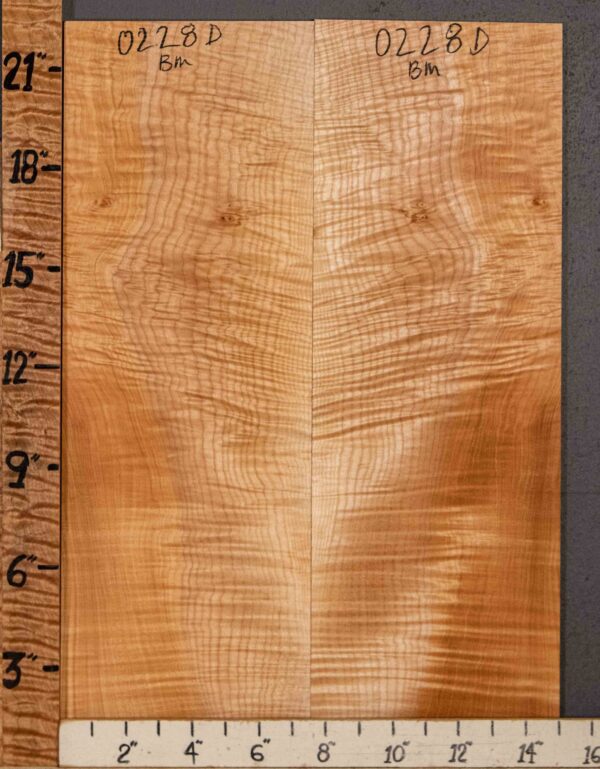 Musical Microlumber Curly Maple Vertical Grain Bookmatch 15"1/8 X 22" X 1/4" (NWT-0228D) - Image 2