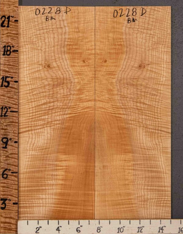 Musical Microlumber Curly Maple Vertical Grain Bookmatch 15"1/8 X 22" X 1/4" (NWT-0228D)