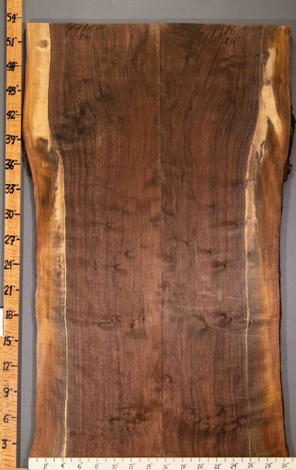 5A Marbled Claro Walnut Bookmatch with Live Edge 30" X 53" X 4/4" (NWT-9916C) - Image 2