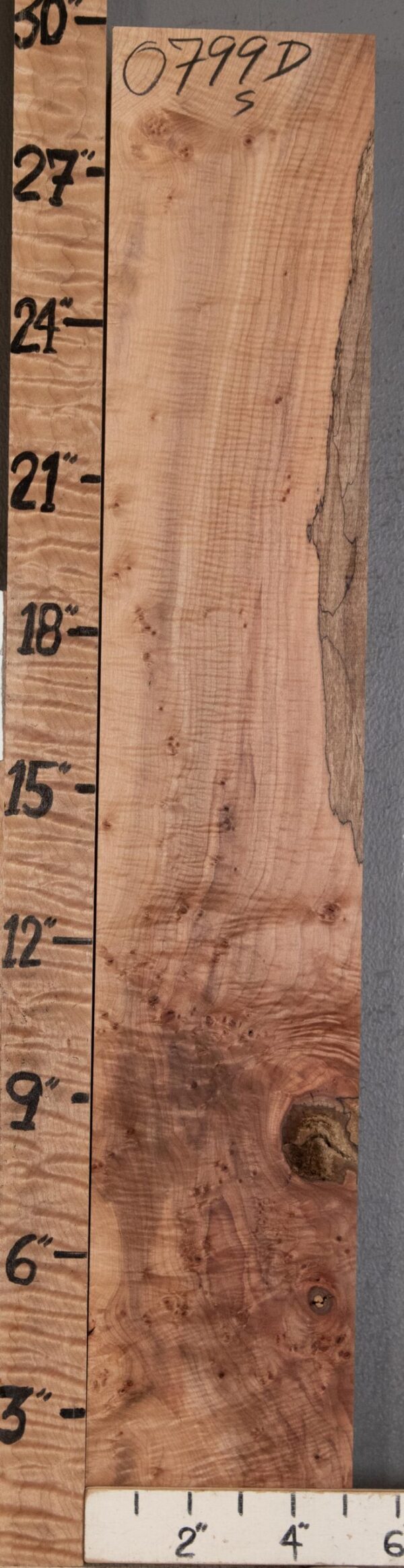 5A Block Spalted Curly Maple 5"1/8 X 29" X 2"5/8 (NWT-0799D) - Image 2