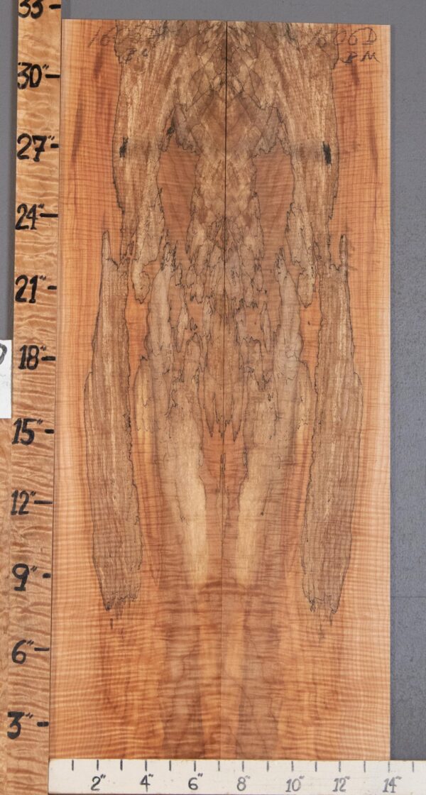 Musical Microlumber Spalted Maple Bookmatch Lumber 14" X 32" X 1/4" (NWT-1606D)