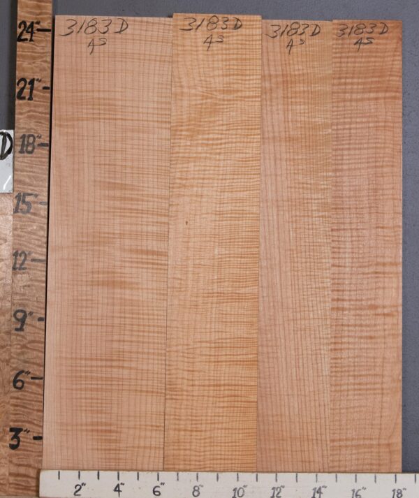 Musical Curly Maple 4 Board Set Lumber 18"1/4 X 24" X 4/4" (NWT-3183D)