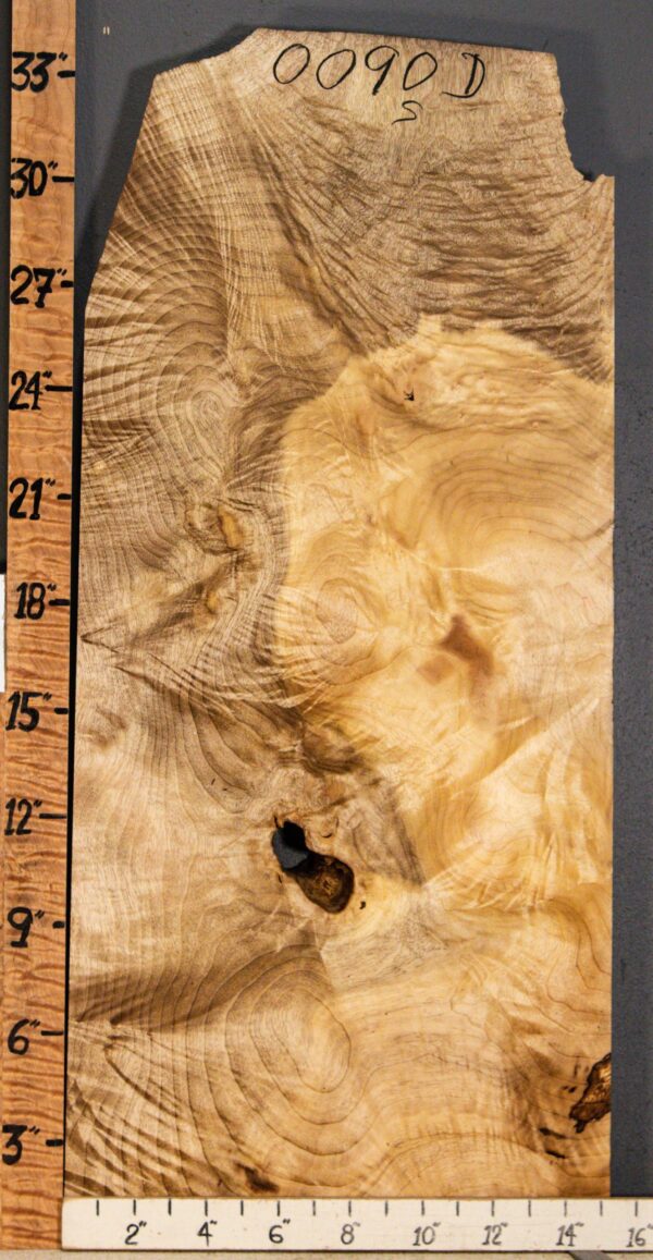 5A Burl Myrtlewood with Live Edge 14"1/2 X 34" X 1"5/8 (NWT-0090D)