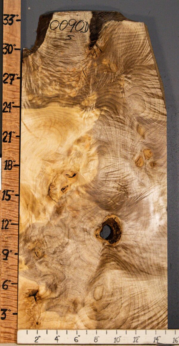 5A Burl Myrtlewood with Live Edge 14"1/2 X 34" X 1"5/8 (NWT-0090D) - Image 2