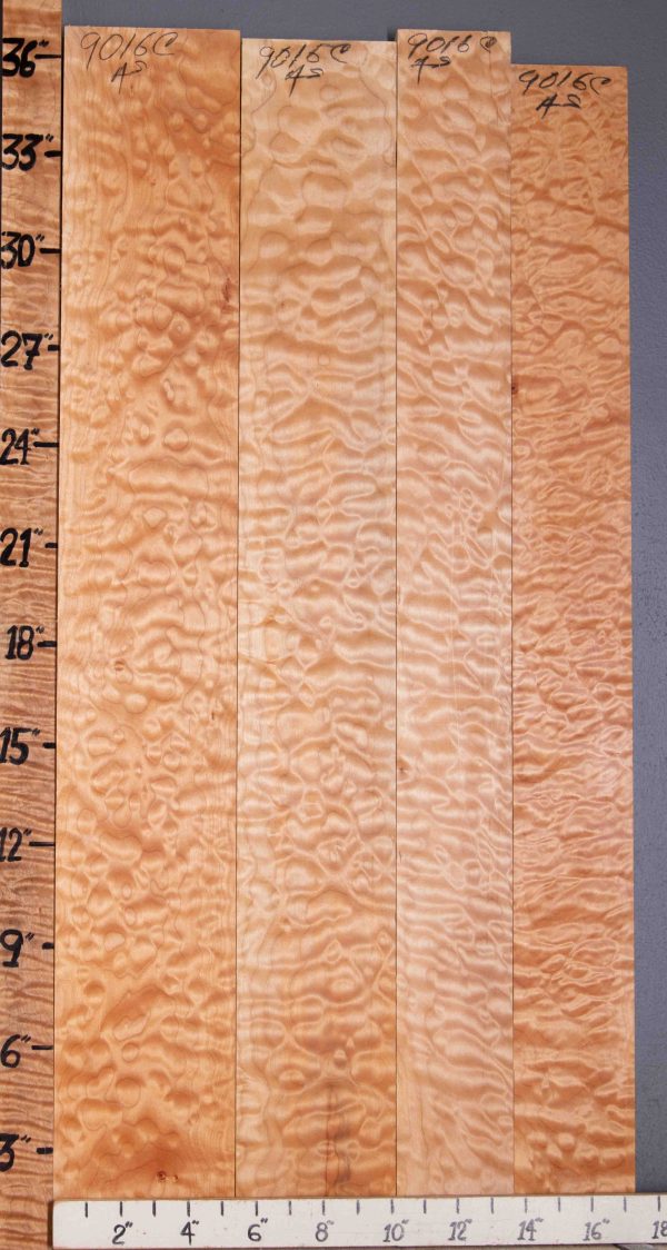 Musical Quilted Maple Lumber 4 Board Set 17"1/4 X 36" X 4/4 (NWT-9016C)