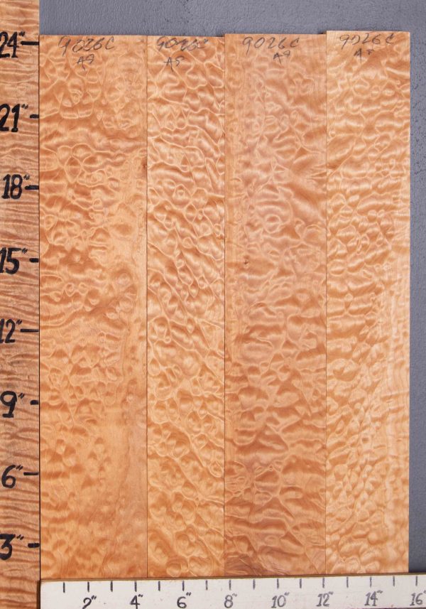 Musical Quilted Maple Lumber 4 Board Set 15"3/4 X 24" X 4/4 (NWT-9026C)