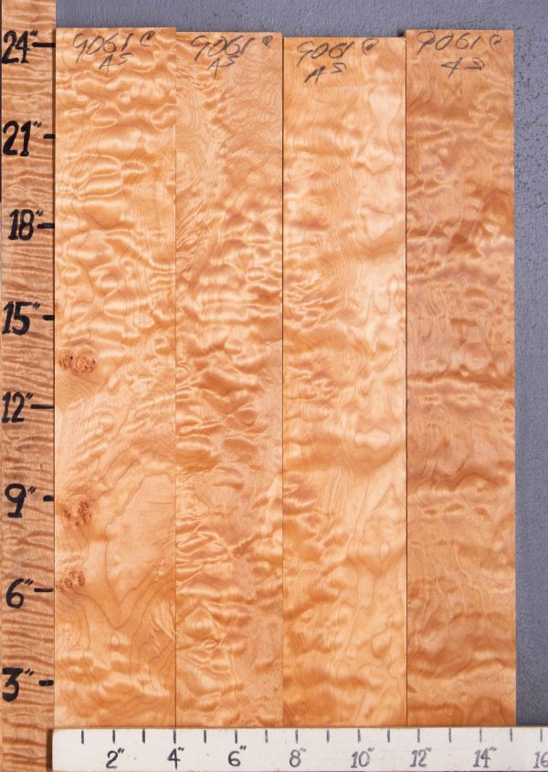 5A Quilted Maple Lumber 4 Board Set 15" X 24" X 4/4 (NWT-9061C)