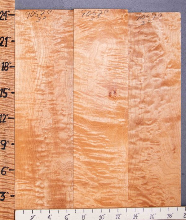 5A Quilted Maple Lumber 3 Board Set 19"1/2 X 24" X 4/4 (NWT-9067C)