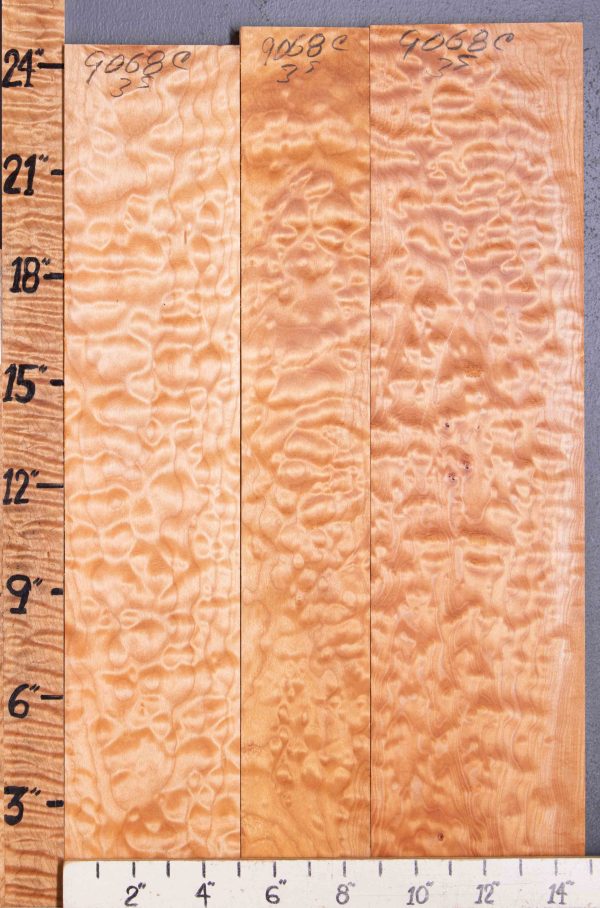 5A Quilted Maple Lumber 3 Board Set 14"3/4 X 24" X 4/4 (NWT-9068C)
