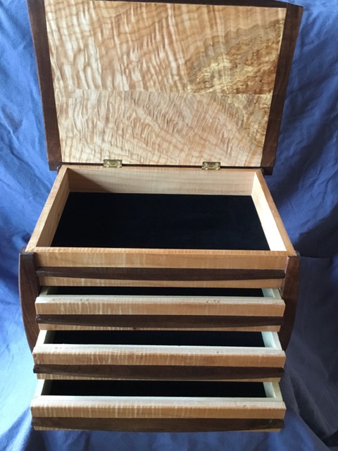quilted maple walnut jewelry box