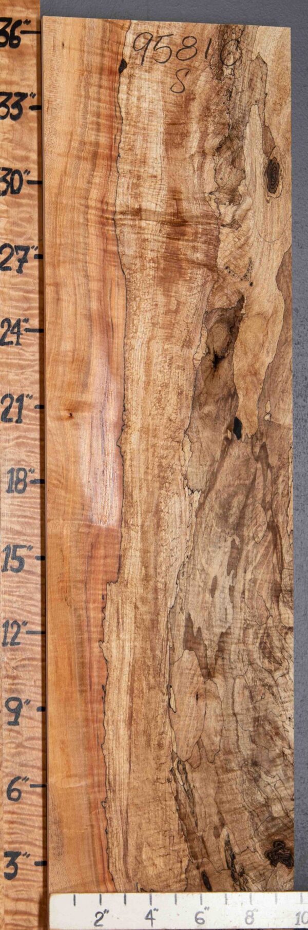 5A Spalted Curly Maple 9"3/4 X 36" X 1"1/4 (NWT-9581C) - Image 2